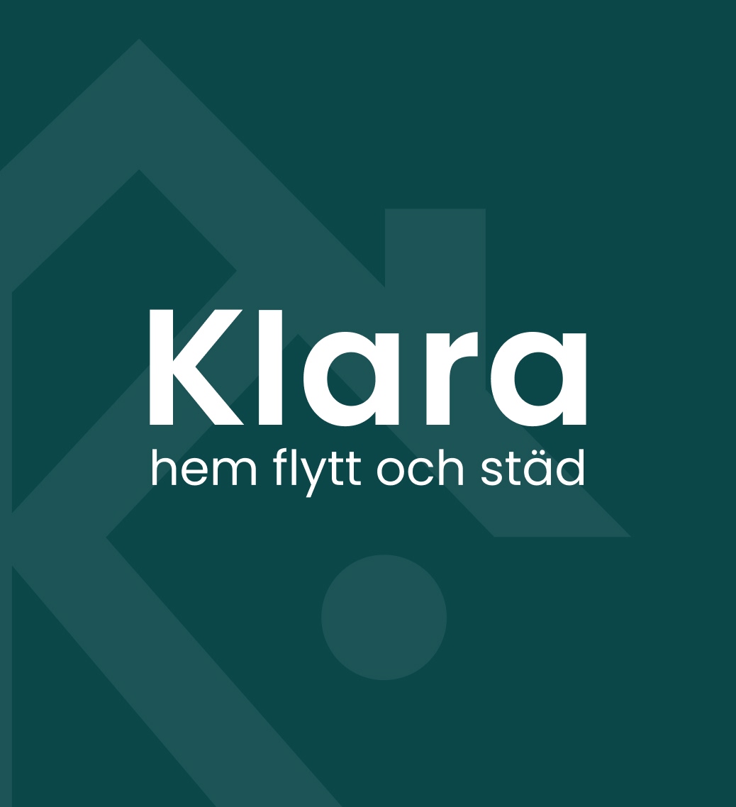 Klara hem flytt och städ – logotyp med hustomsiluett i mörkgrön ton